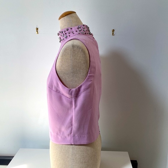 NWT!!Joa Los Angeles Pink Crop Top w/ Jeweled Neck - Picture 2 of 8